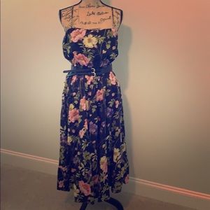 Black Floral Midi Dress